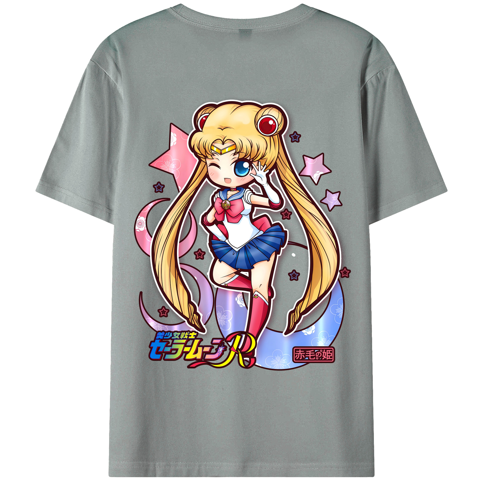 （画像用） 美少女戦士セーラームーン 月野 うさぎ つきの うさぎ Sailor Moon Tsukino Usagi 綿100％ メンズ半袖Tシャツ（バックプリント） 通気性